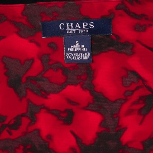 Chaps Ralph Lauren Women's Dress Red Floral Stretch V-Neck Fit Flare Sheath S - Picture 3 of 8